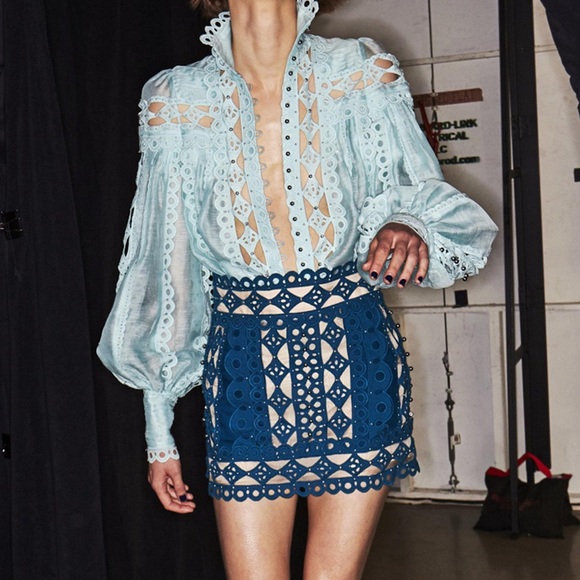 Zimmermann Dresses & Skirts - NWT Zimmermann teal silk cotton blend Moncur studded skirt